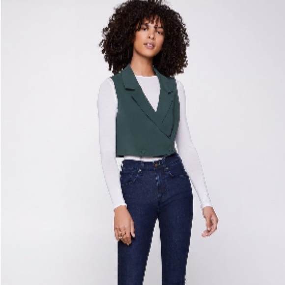 BCBGeneration Cropped Double-Breasted Button Vest Jacket Sleeveless Top - Picture 2 of 6